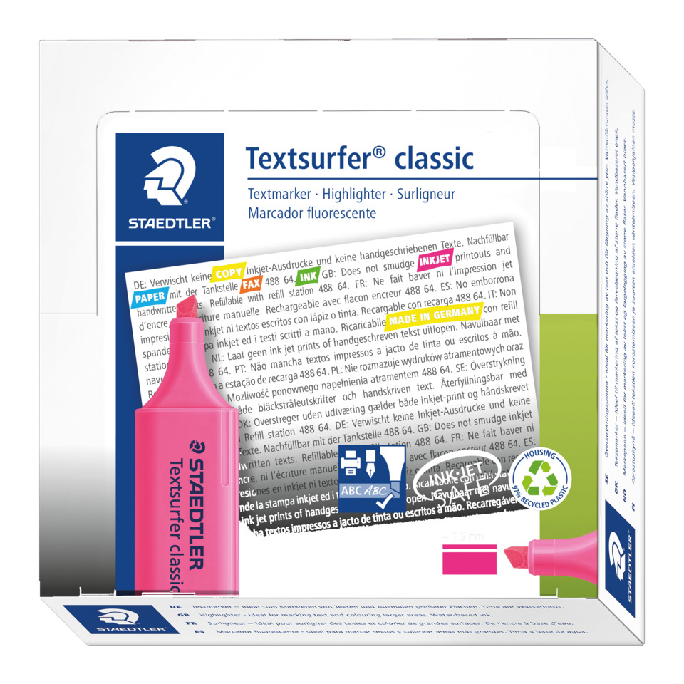 Filzmarker, Textmarker, Textmarker classic, Marker pink, Fluoreszierend