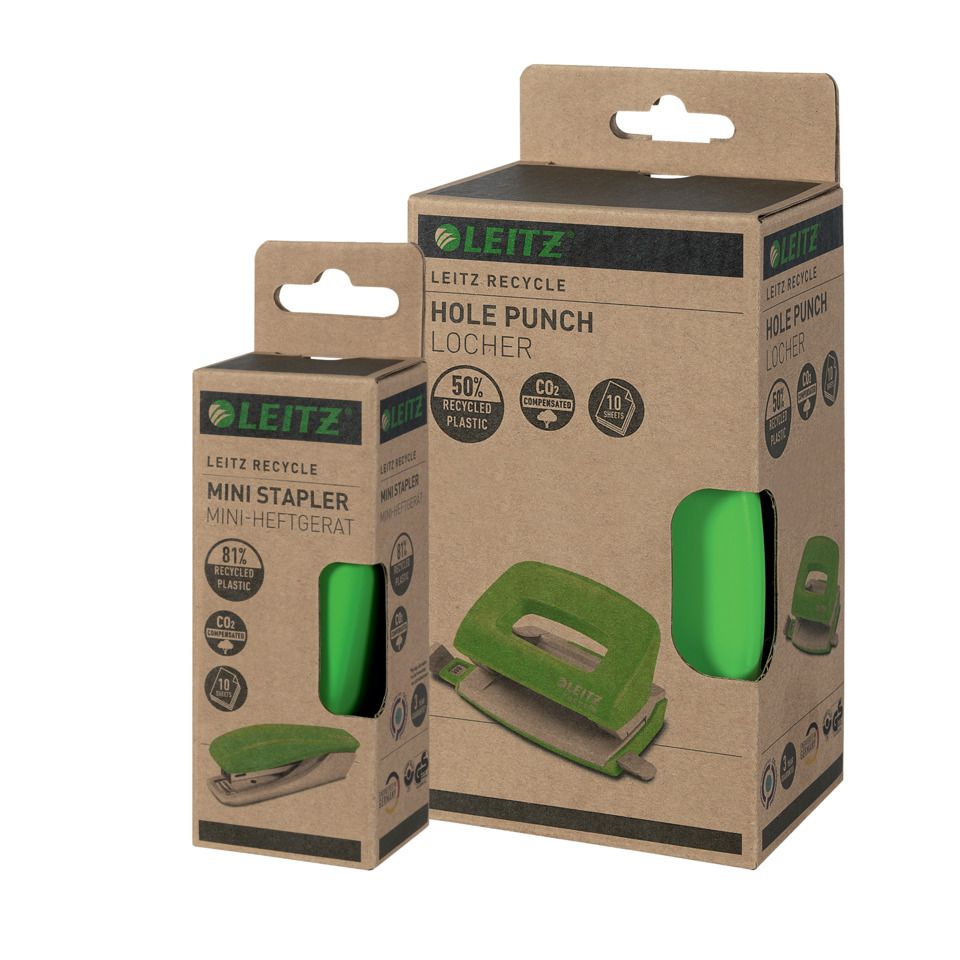 Hole Punch, Stanzen, Schachtel, Grün, Recyceltes Plastik, Holzverpackung, Schneidehilfe, Locher, Klammer, Grün