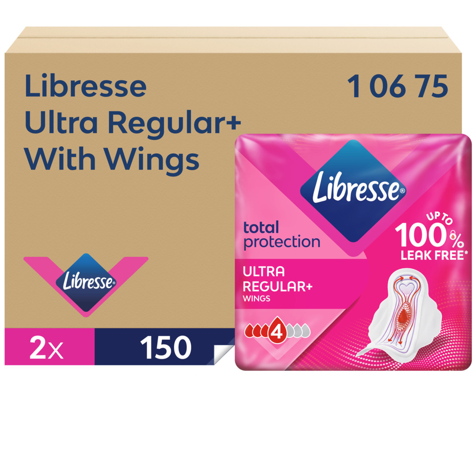 Damenbinden, mit Flügeln, Ultra Regular+, 100 % auslaufsicher, 150 Stück