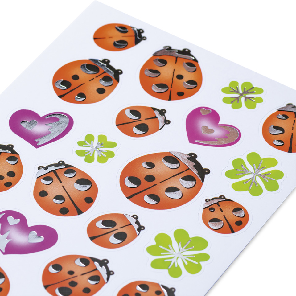 Marienkäfer Sticker, Kleeblatt Sticker, Herz Sticker, Aufkleberbogen, Kinderkunst Deco