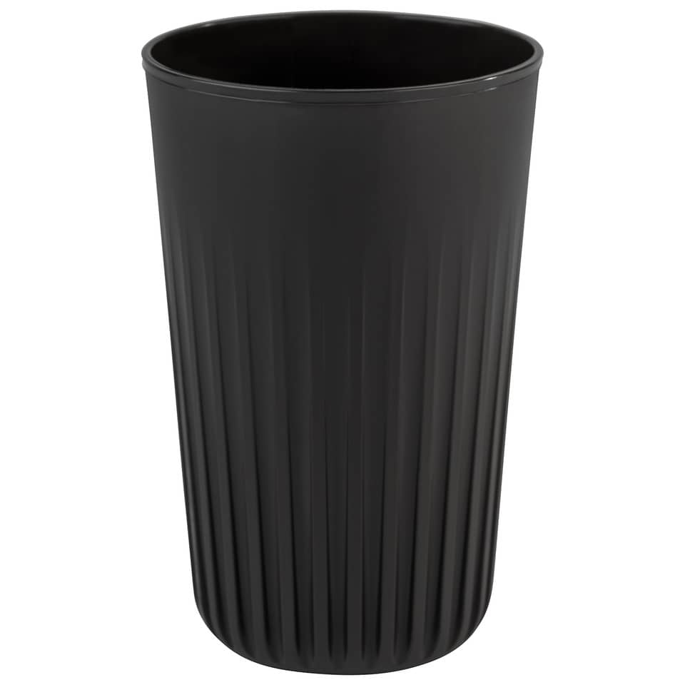 abfalleimer, Mülleimer, schwarz, gerippt, kübelform