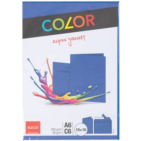 Doppelkarten A6 Kuverts C6 Color blau, Haftklebeverschluss, 10 Stück ELCO 74834.32