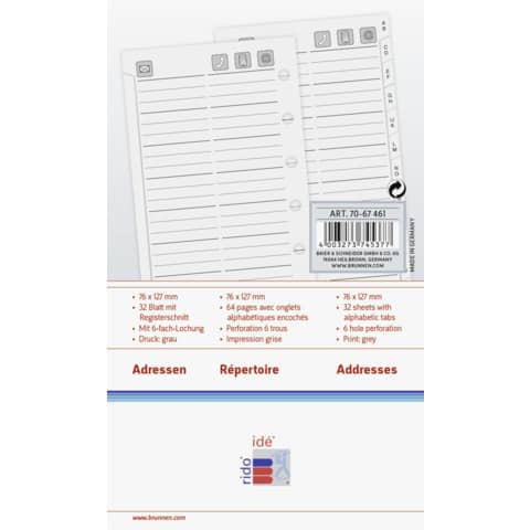 Ersatzeinlage Adress Telefon 7,6x12,7   für Timing 3 RIDO 7067461