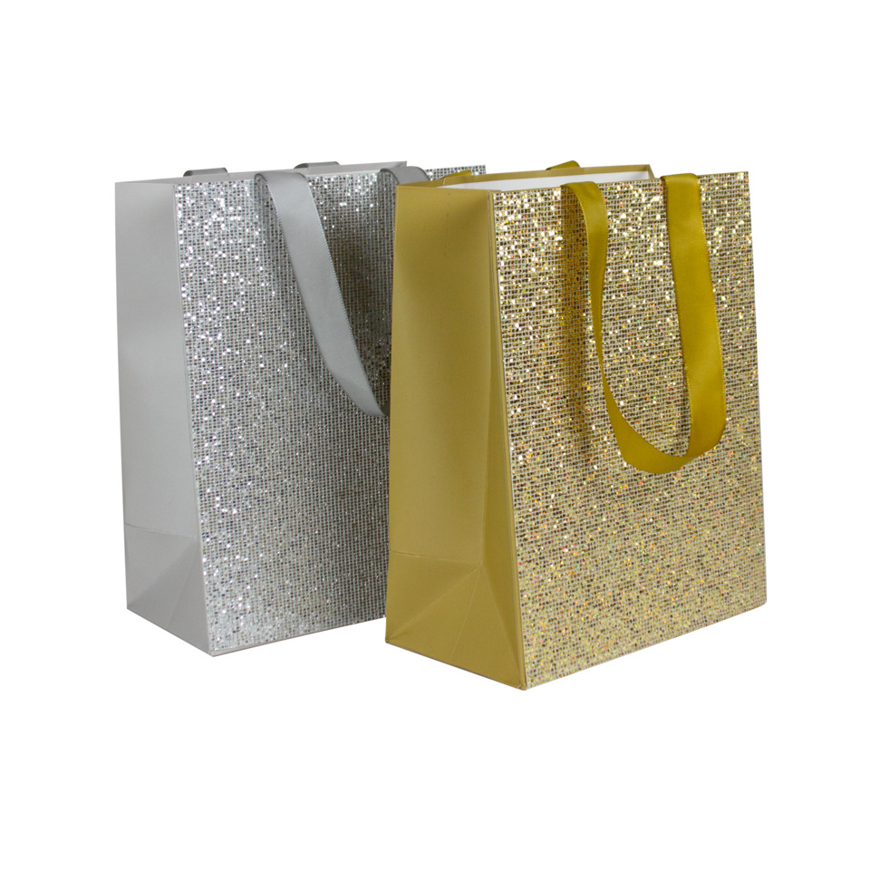 Geschenktasche, Glitzer, Karton, Schnitttasche, Schulterriemen