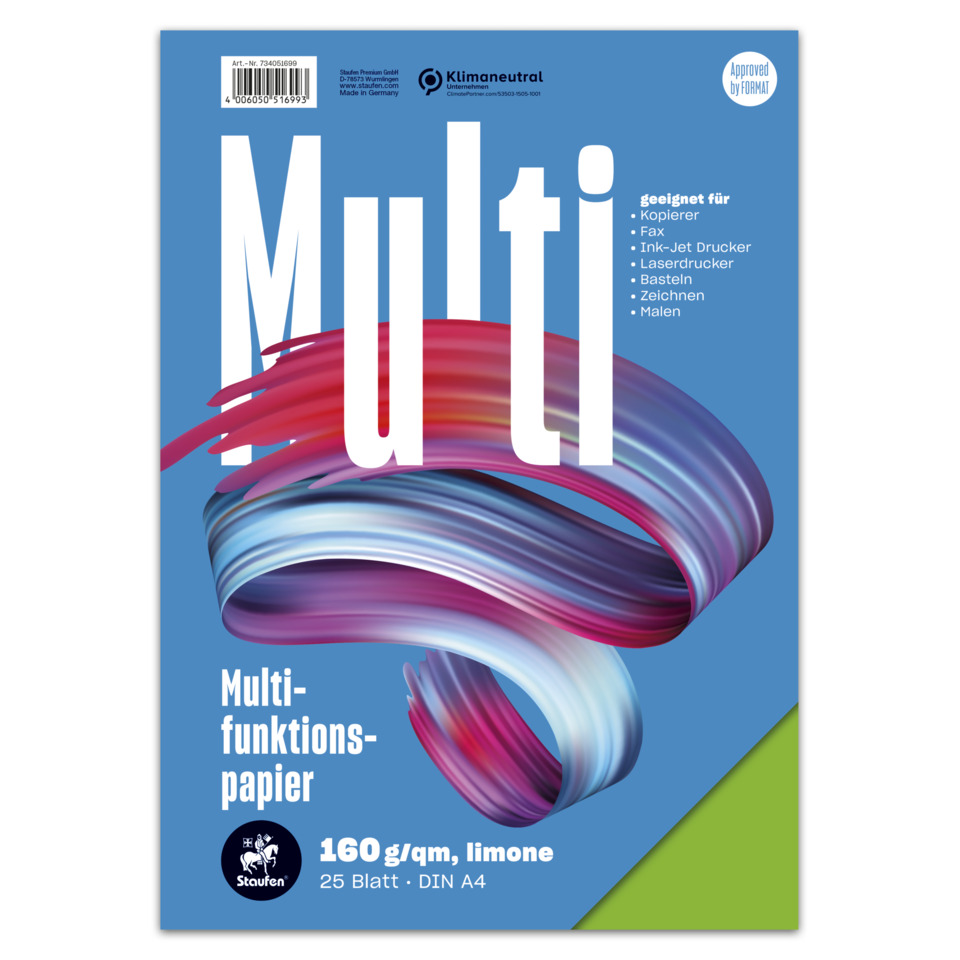 Multifunktionstpapier, bunter Streifen, DIN A4, 25 Blätter, 170 g/m²