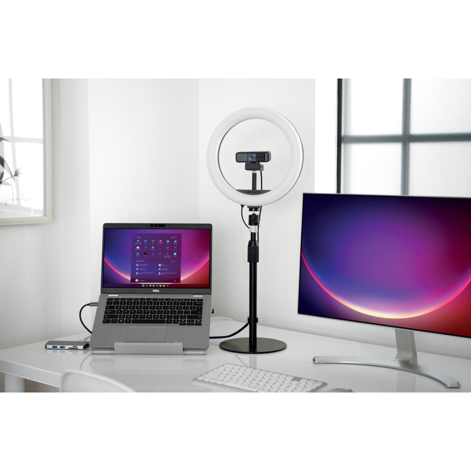 Ringleuchte, Schreibtisch-Setup, Laptop, Monitor, USB-Hub, Ringlicht, Laptop, Monitor, Tischsetup, Webkamera