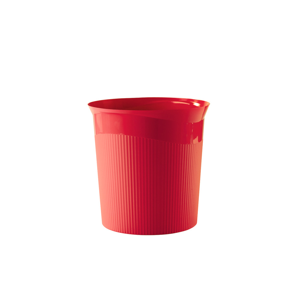 Becher, Becher aus Kunststoff, Roter Becher, Rillenstruktur, Küchenzubehör