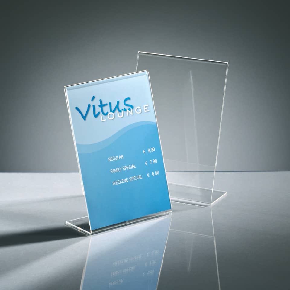 Aushang, Preisliste, Leseinhalte, Glasrahmen, Transparentes Display