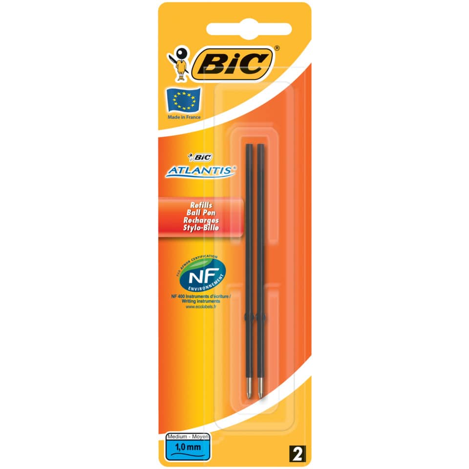 Kugelschreiber-Nachfüllminen, schwarze Stifte, 1,0 mm, Atlantis, BIC