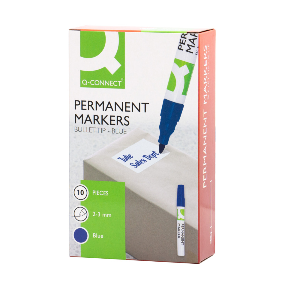 Permanent markers, Bullet tip, Blue, 2-3 mm, 10 pieces