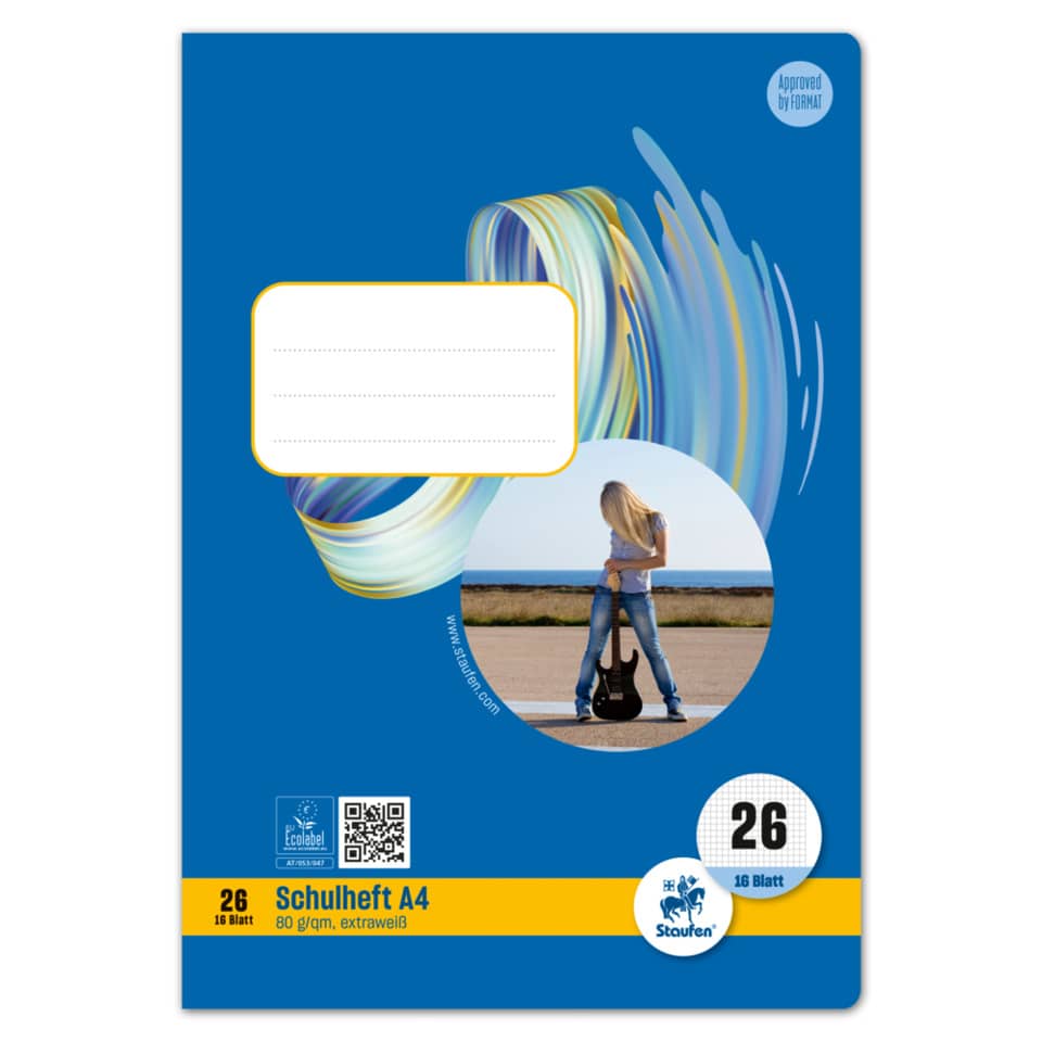 Schulheft A4, Kartonpapier, blaue Oberfläche, Notizheft, Liniertes Heft