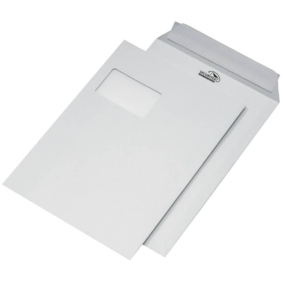 Versandtasche, C4, 130g/m², Haftklebend, 100 Stück, weiß SECURITEX 30001204