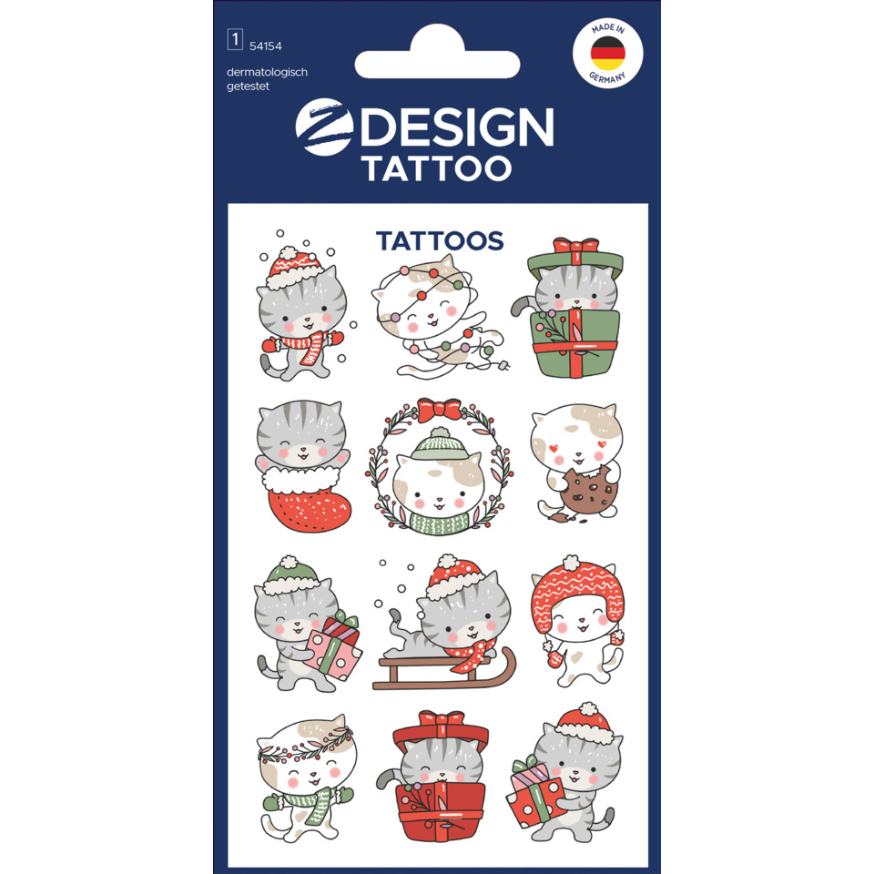 kittens, weihnachten, tattoos, stickers, kartoon