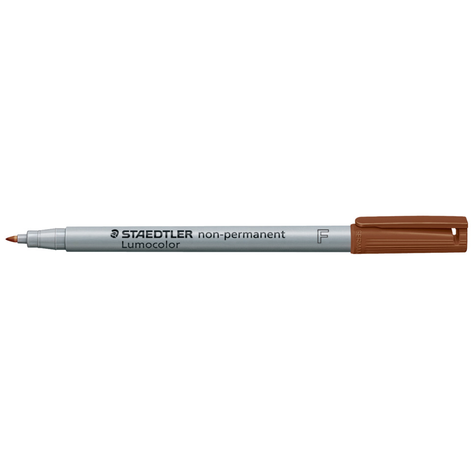 Lumocolor Marker, Wasserbasierter Marker, Feine Spitze, Braune Farbe, Nicht permanent? Hinweis