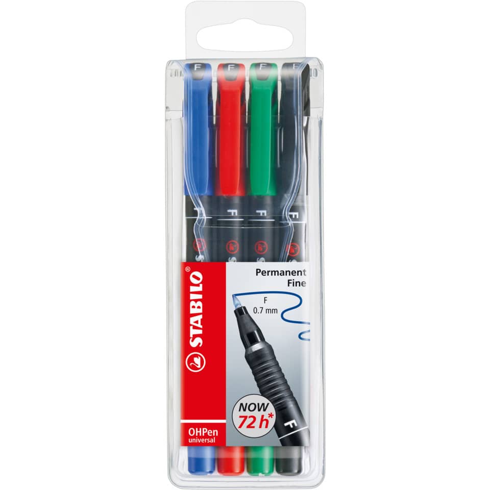 Stabilo Fineliner, Permanentmarker, feiner Spitzenstift, Multifarbenset, OHPen universell
