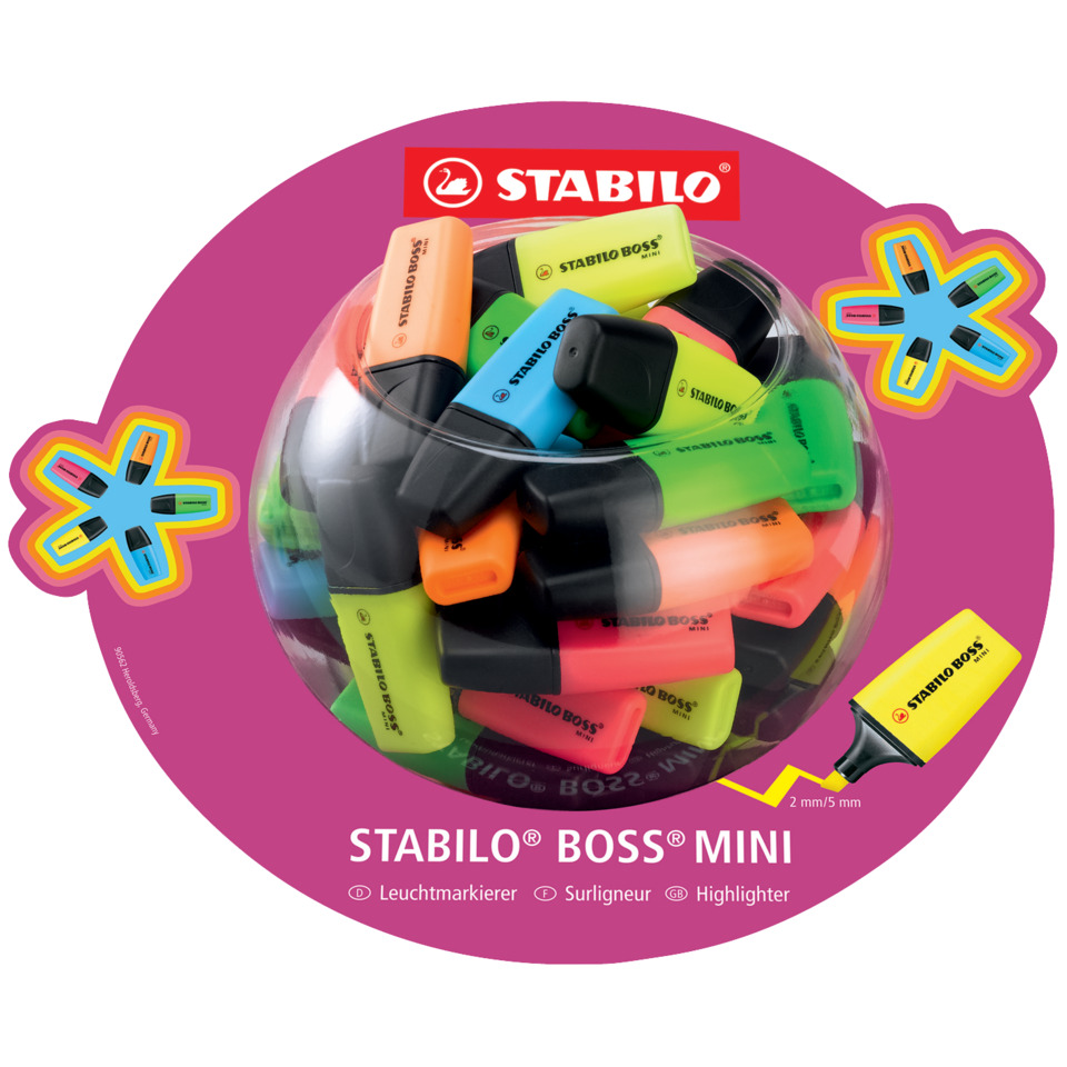 Textmarker BOSS® MINI Bonbonglas, 50 Teile, sortiert STABILO 07/50-1