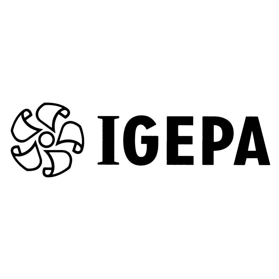 logo, IGEPA, runder mustern, schwarztext, grafische gestaltung