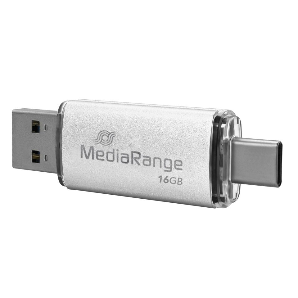 USB, Flash drive, 16GB, Metal, Silber