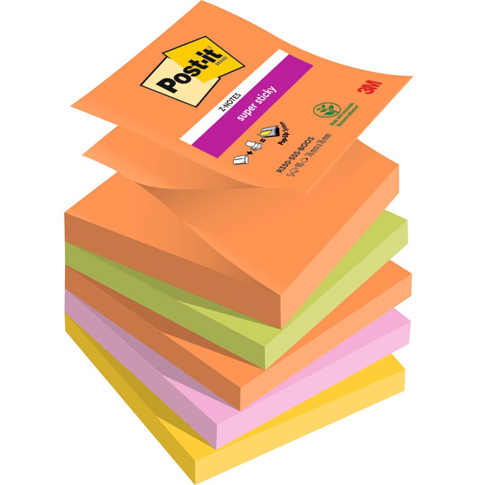 Post-it,  Sticky notes,  Notizblöcke,  Papiertaschen?,  bunte stapel