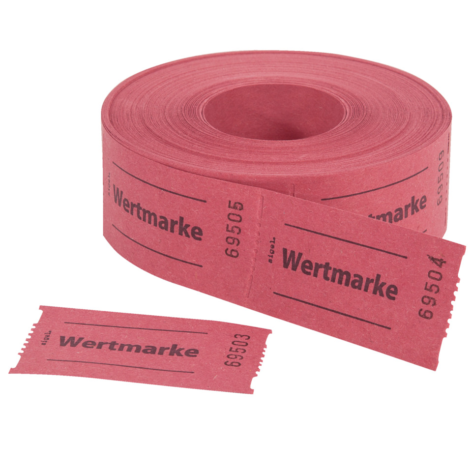 Wertmarke, Gummi-Rolle, Klebemarke, Etikettenrolle, Lackiertes pink