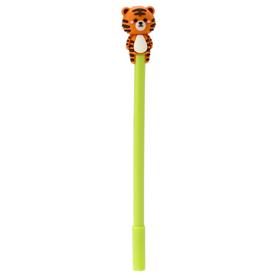 Kugelschreiber, Tigerfigur, grüner Schaft, Tiermotiv