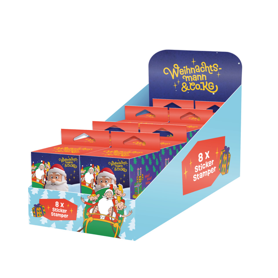 Weihnachtsmann, Sticker Stamper, 8x, Kartenstempel, Geschenkverpackung