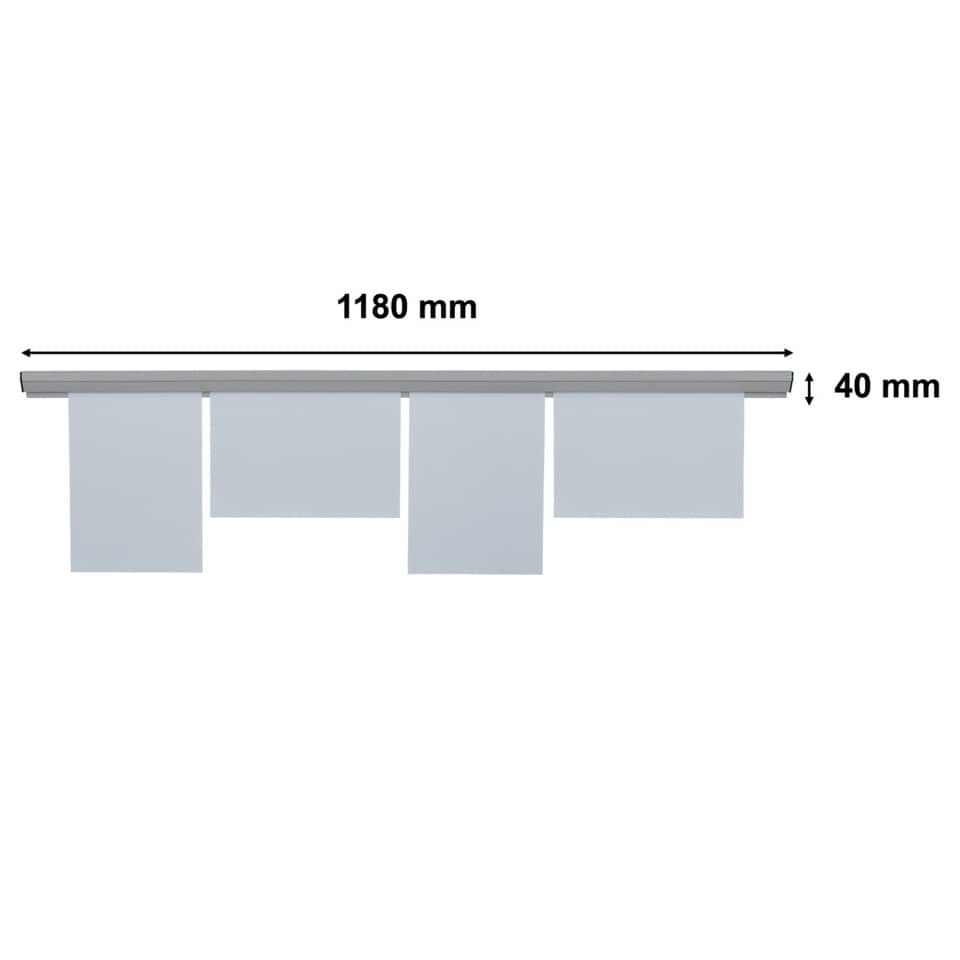 Vorhang, Gardinenleiste, Stoffpaneel, Länge 1180 mm, Abstand 40 mm