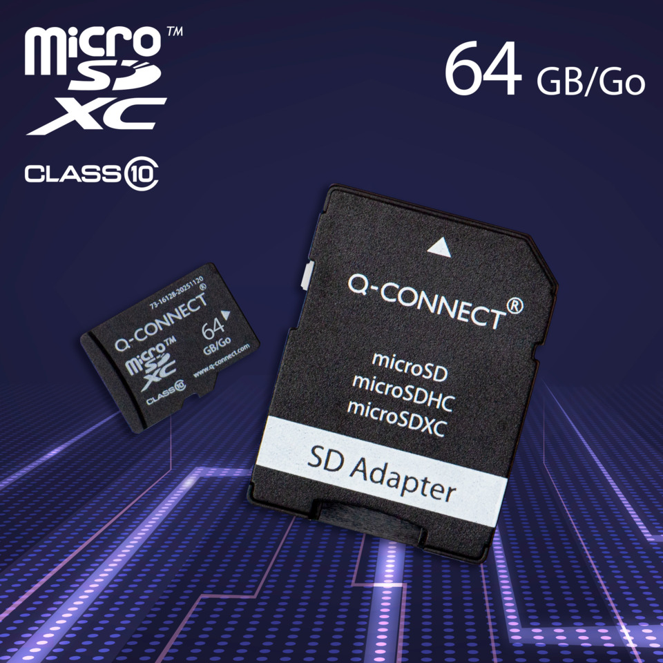microSD, SD-Adapter, 64GB, Class 10, Q-CONNECT