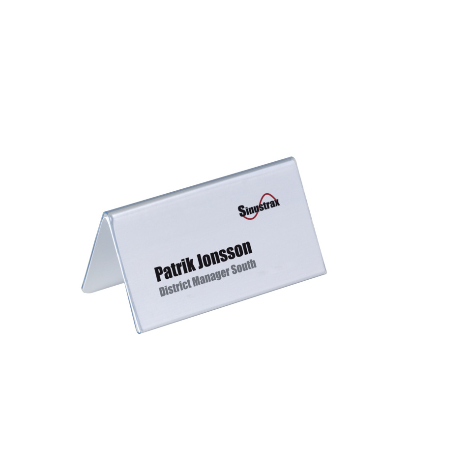 Namensschild, Tischschild, Nameplate, Metall, Silber