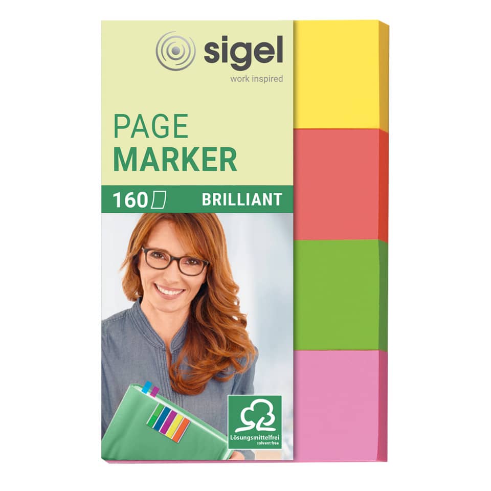 Seitenmarker, Notizzettel, Klebepunkte, bunte Blöcke, brillant
