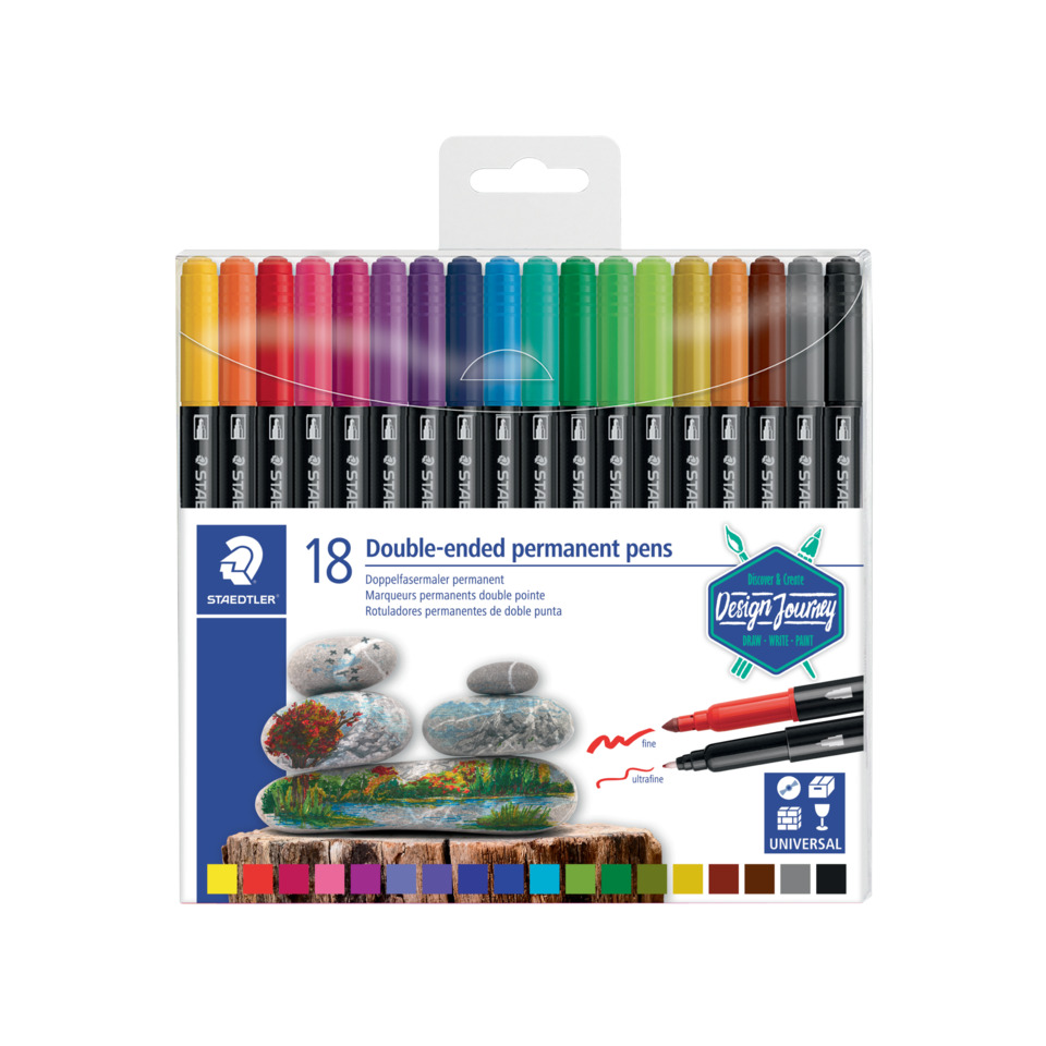 Markerstifte, Doppelspitzens, 18 Farben, Künstlerbedarf, Permanentmarker