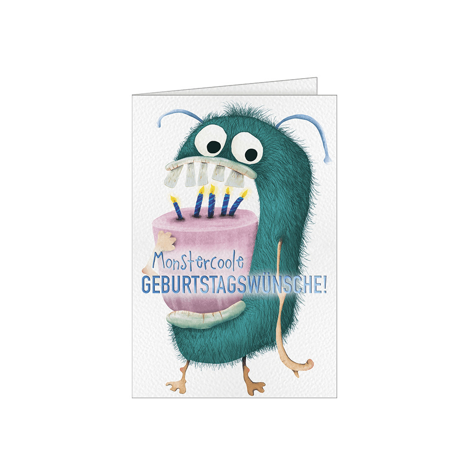 Monster, Geburtstag, Kuchen, Kerze, Kartenmotiv