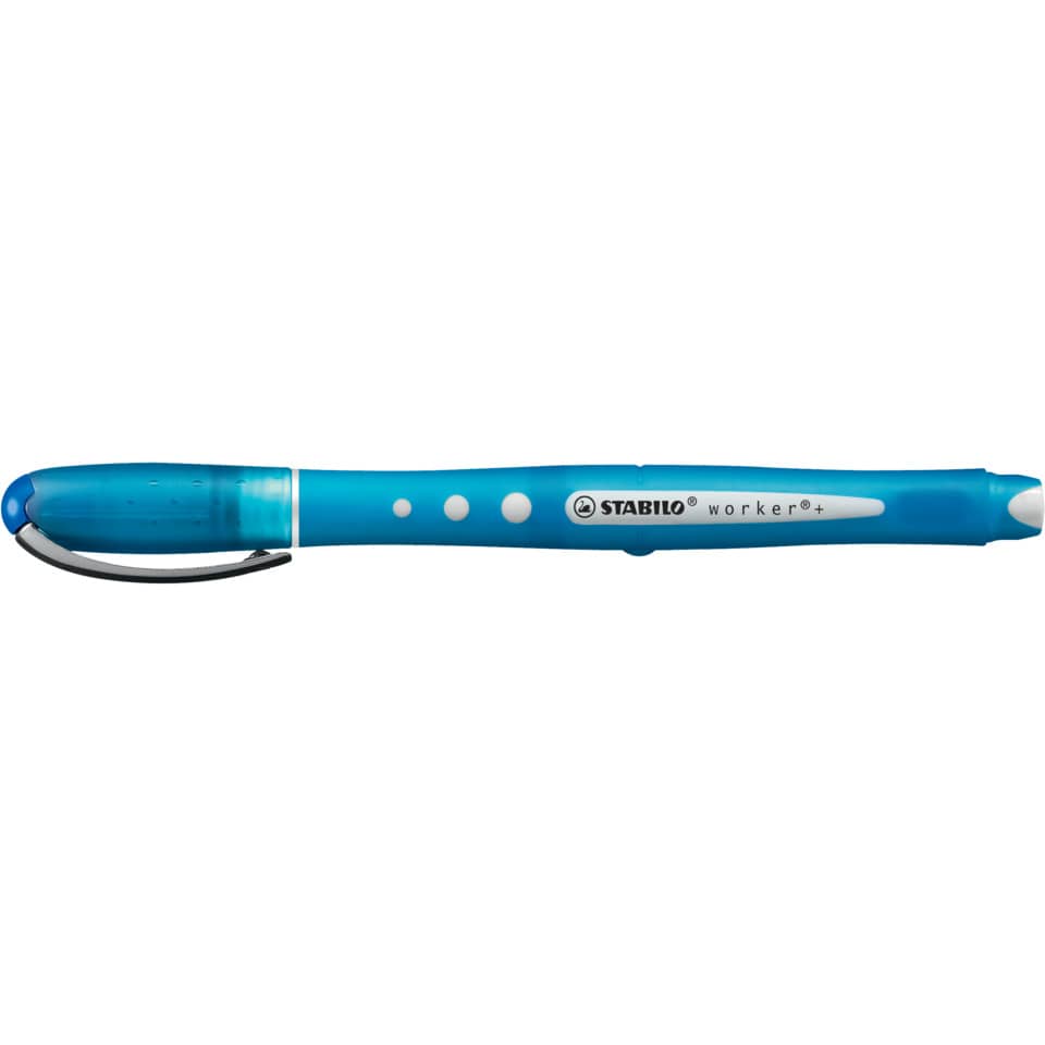 Kugelschreiber, Stabilo, Gummiarm, blau, Clip