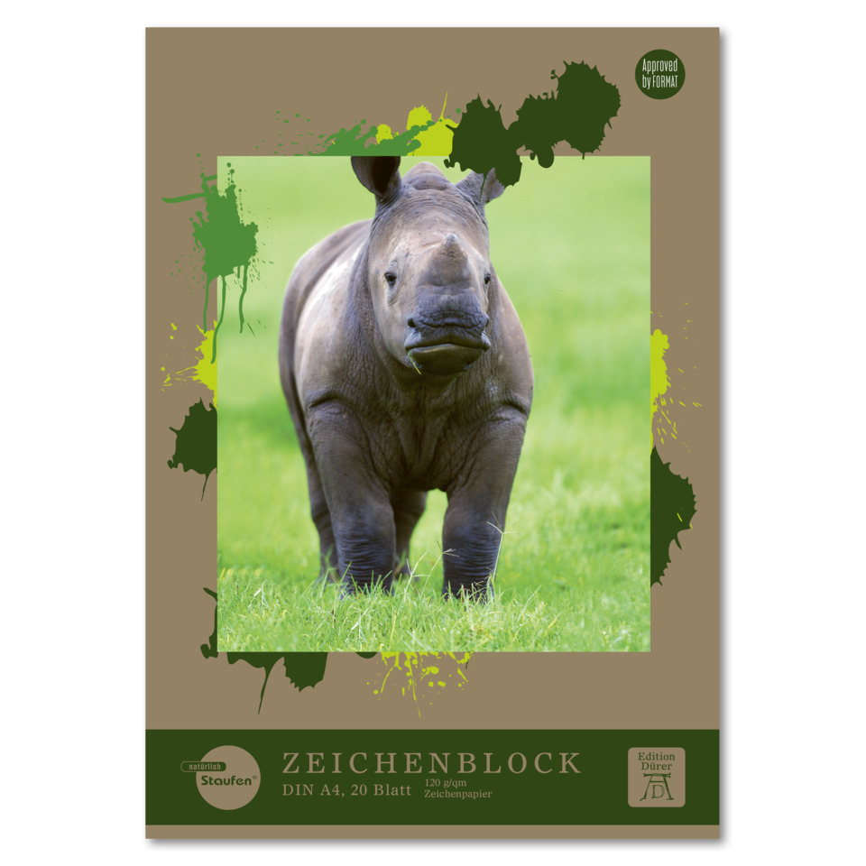 Rhino, Tier, Gras, Hochformat, Zeichenblock