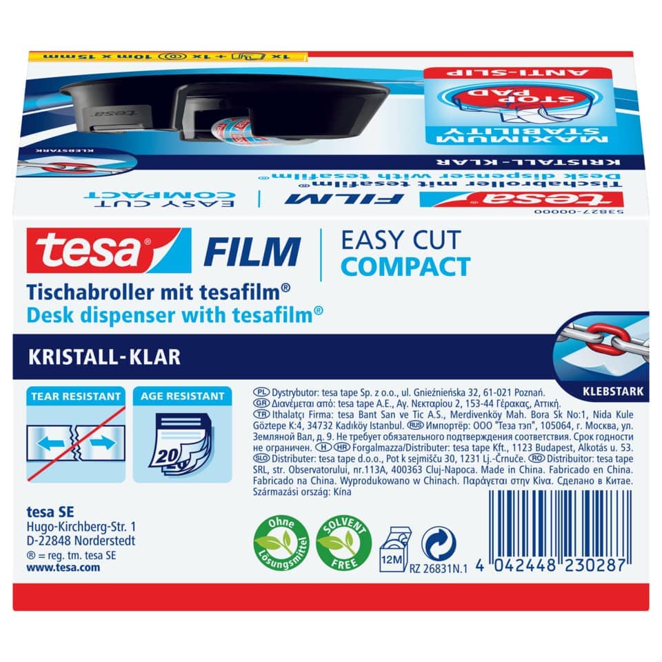 tape, tesa film, desk dispenser, compact, transparent