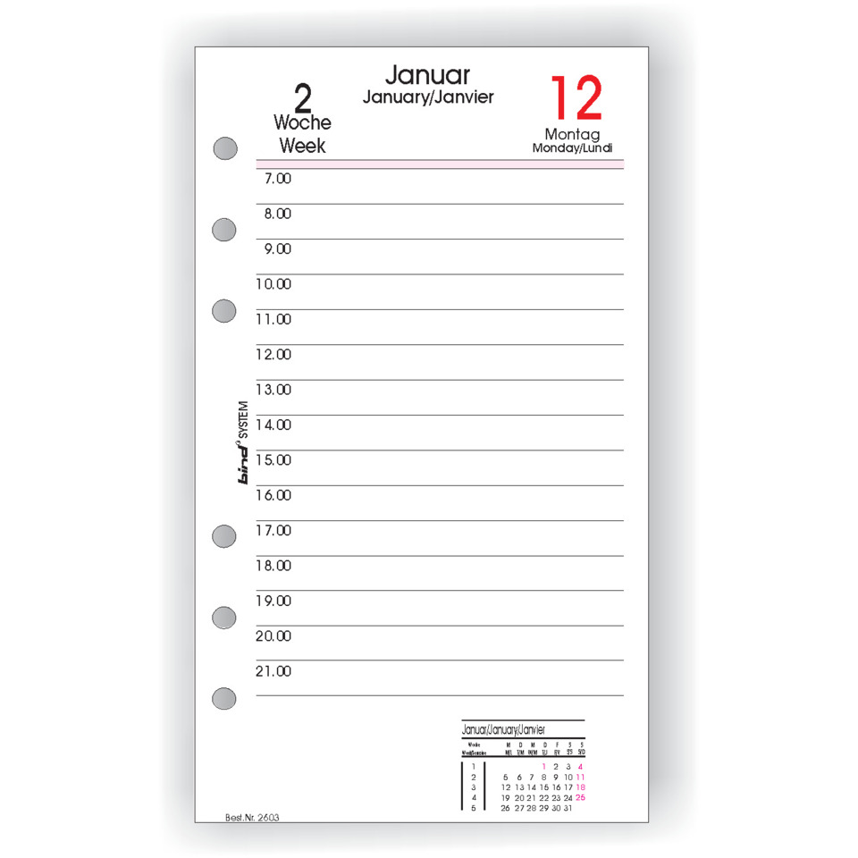 Kalender, Wandkalender, Monatskalender, Januar, Kalendarium