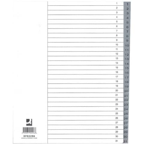 Ordnerregister 1-31, A4, grau Q-CONNECT KF02296