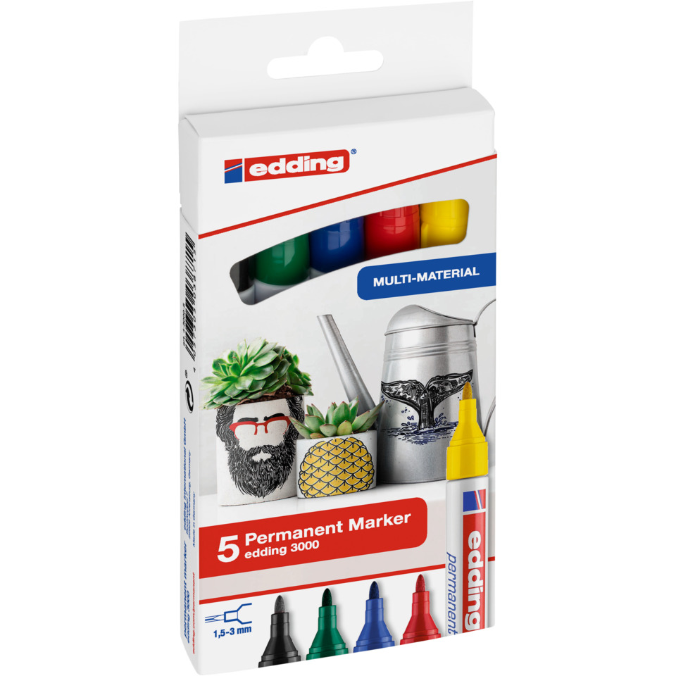  Permanent marker,  multi-material,  bunte Kappen,  Markerset,  5 Marker