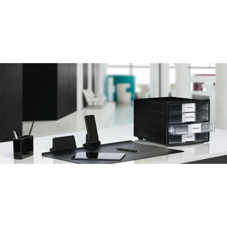 Schreibtisch-Organizer, Ablagebox, Schreibtischzubehör, Schwarz, Kartenfächer