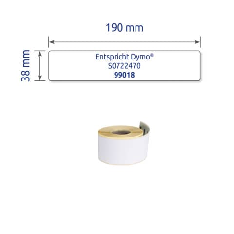 Rollen-Etiketten permanent, 38x190mm, 110 Stück, weiß AVERY ZWECKFORM AS0722470