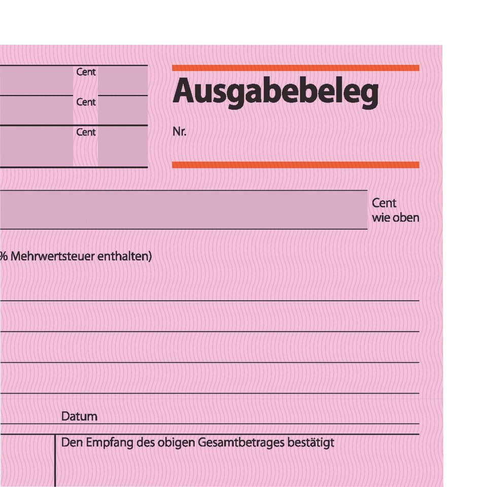 Ausgabebeleg, Kassenbeleg, Quittung, Rechnung, Kartenlayout