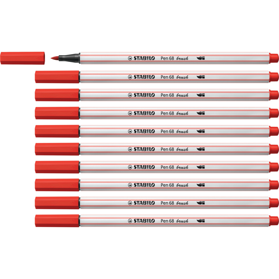 marker, brush, rot, stift, stabilo