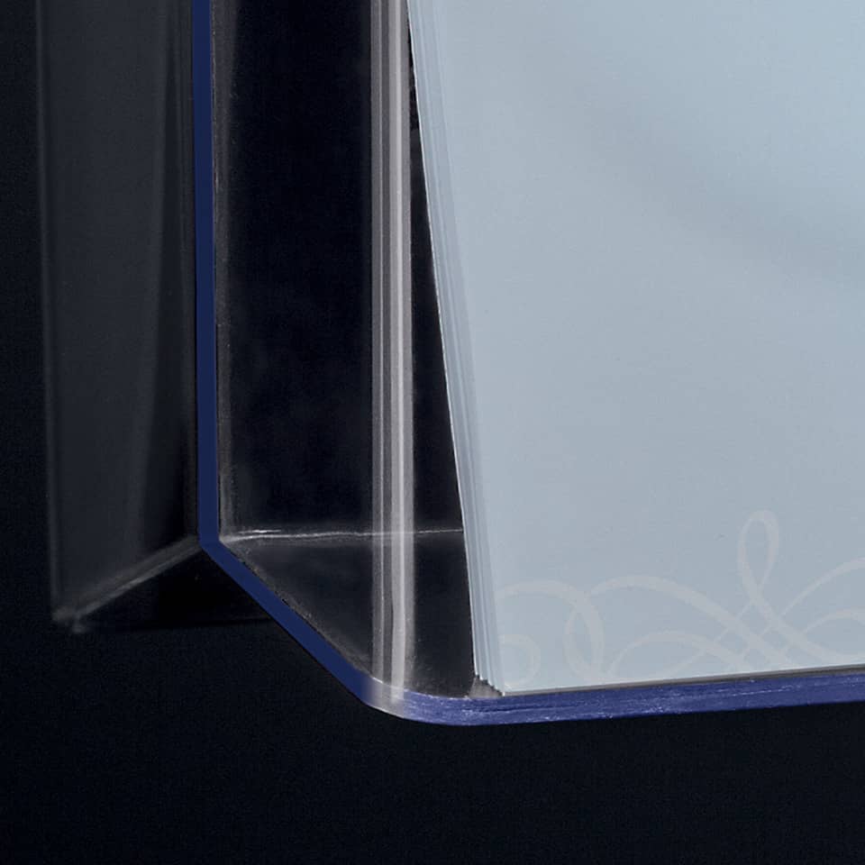 Ordner, Schubernahmen, Kante, Transparenter Einband, Blauer Rand