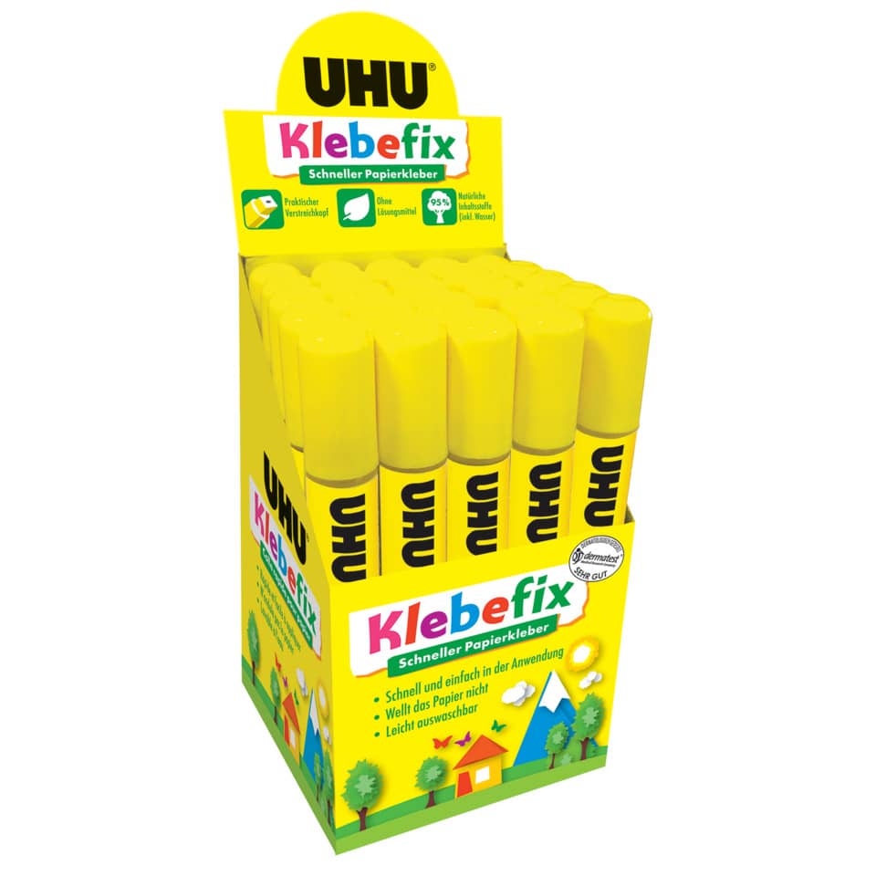 Klebefix, Klebestift, Papierkleber, Gelb, Display