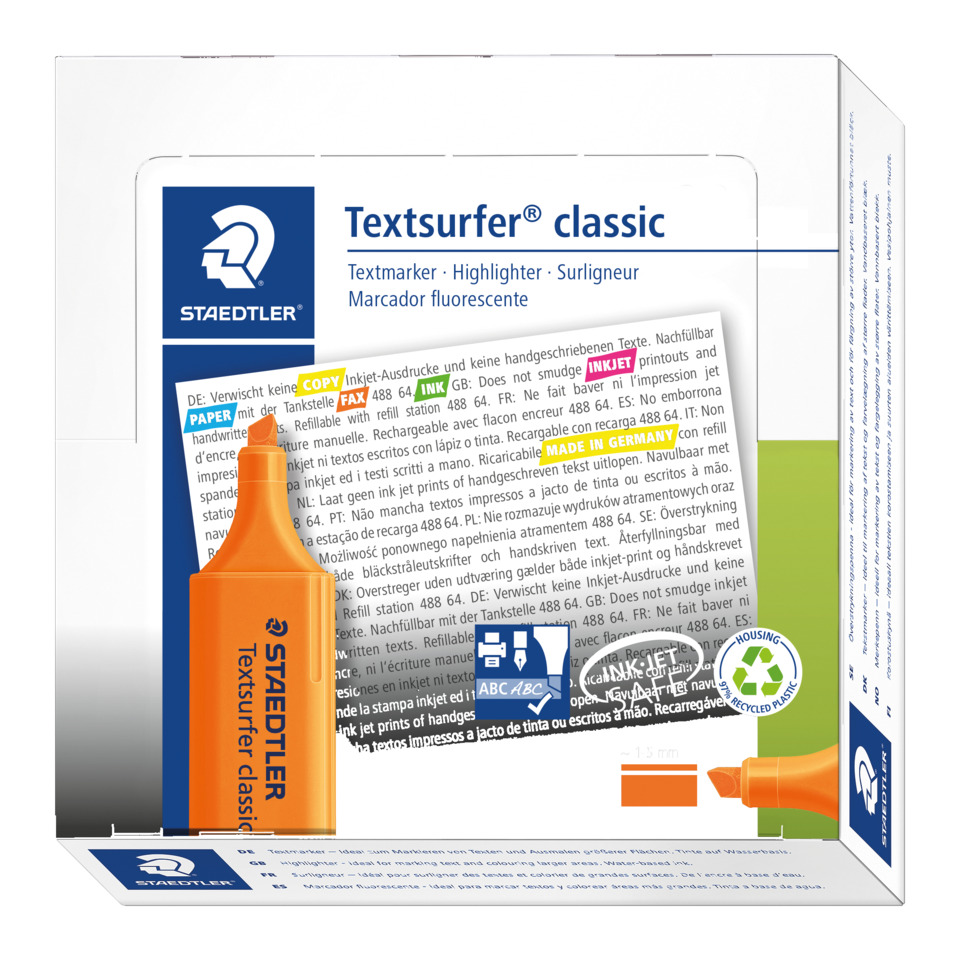 Textmarker, Textmarker klassisch, Marker, Orange Marker, Tintenstift
