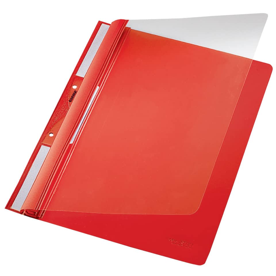 Ordner, Kunststoff, Rot, Transparent, 3-Ring
