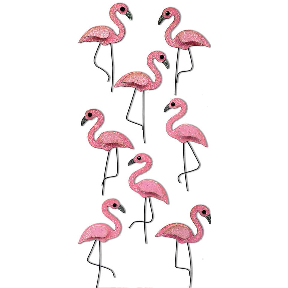 Flamingos, Deko-Objekt, Glitzer, Stäbchen, Figur