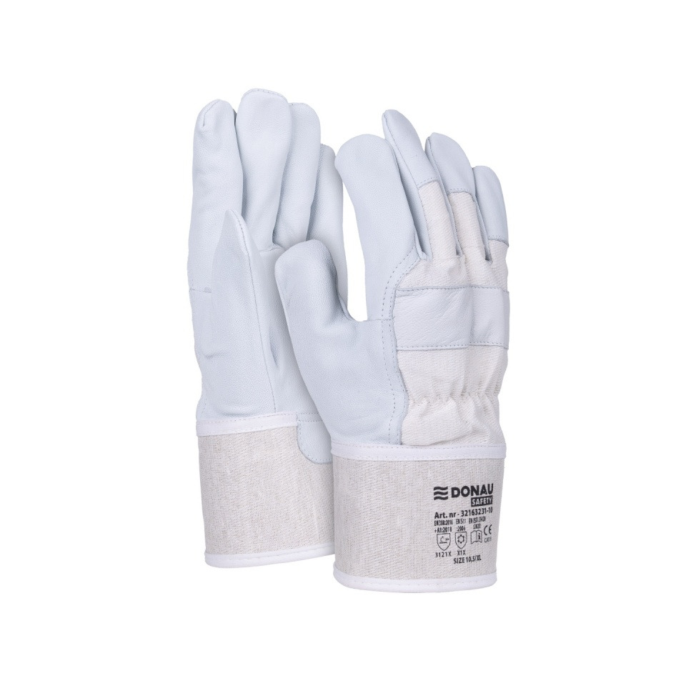 Arbeitshandschuhe, Kunstleder, Schutzhandschuhe, helle Farbe, Gurtsaum/Handgelenkband