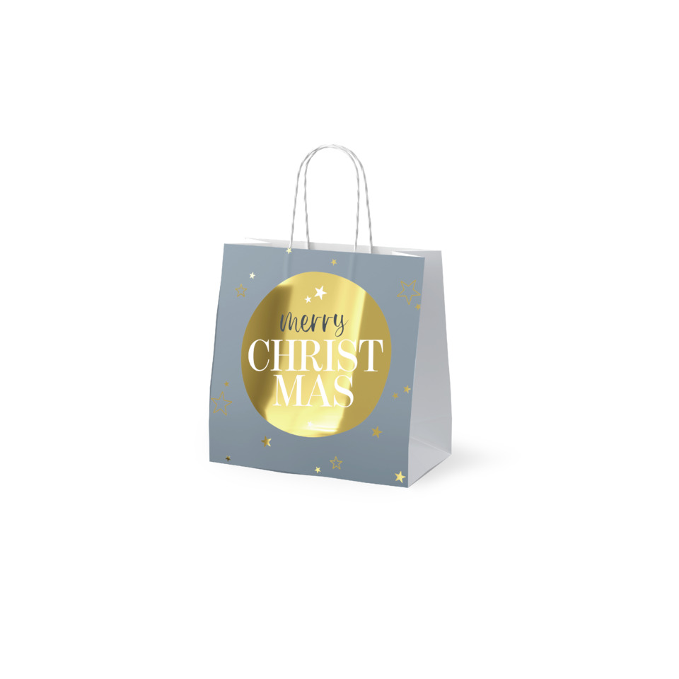 Geschenktasche, Weihnachten, Gold, Sterne, Merry Christmas