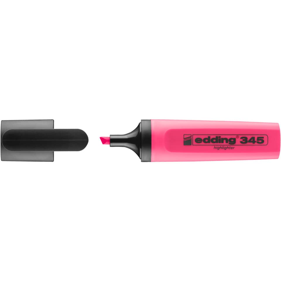 Highlighter, Marker, Pink, Chisel tip, Edding 345